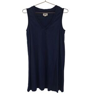 Pact Navy Blue V Neck Sleeveless Shift Dress Organic Cotton Size S